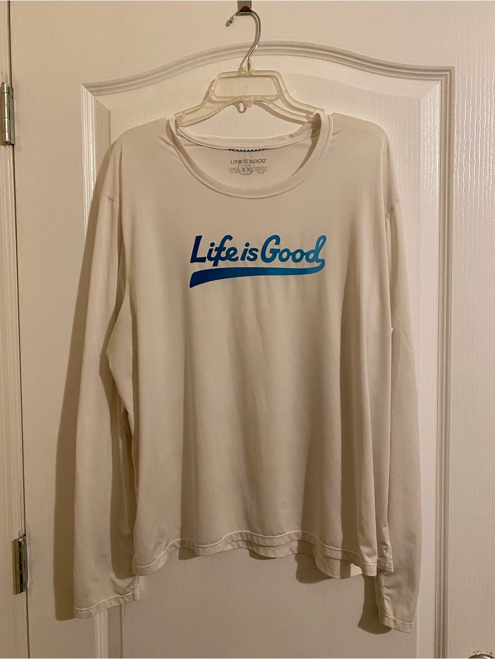 Women’s Life is Good Long Sleeve White Active Performance Running Shirt size XXL